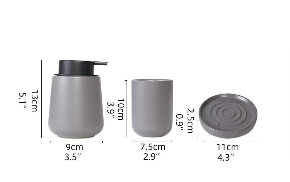 Dozownik do balsamu, zestawy akcesoriów łazienkowych dozowników, 4-częściowy szary zestaw ceramicznych Nordic, akcesoria łazienkowe, mydło, kubek płukania ust, naczynie, dekoracja mieszkania