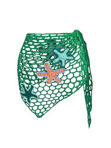 Image of ZAFUL Sarong Coverups for Women Beach Vacation Fishnet See Thru Tie Side Bathing Suit Cover Up Mini Skirt