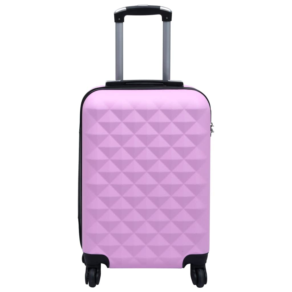 Twarde etui na kółkach zestaw 2-częściowy ABS różowy 55 x 36 x 22 cm i 76 x 48 x 28 cm z zamkiem bezpieczeństwa, kółka 360 stopni, organizer na urlop, podróż i samolot