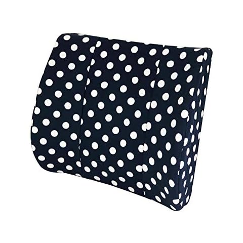 Essential Medical Supply Designer Series Back Cushion, Navy Polka Dot Cover