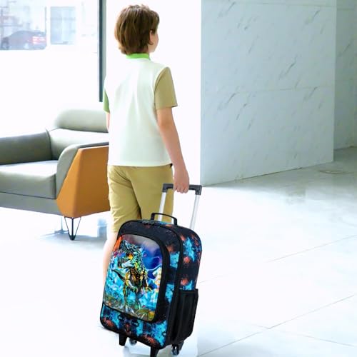 Image of CCJPX Kids Suitcases for Boys, Cute Dinosaur Luggage Rolling with Wheels, kids carry on luggage for Children Toddler Elementary(Black)