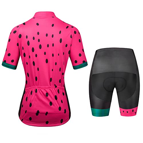 Conjuntos femininos de manga curta de jérsei de ciclismo roupas de verão, 1, PP