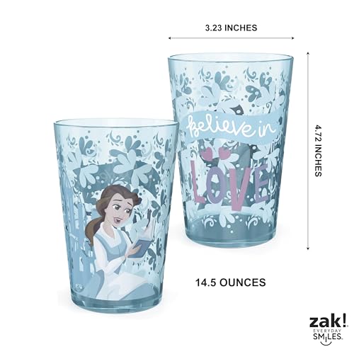 Image of Zak Designs 14.5oz Disney Princess Nesting Tumbler Set Includes Durable Plastic Cups, Fun Drinkware is Perfect for Kids, 4pk (14.5oz, Belle & Jasmine & Ariel), PYRP-0731
