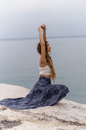 Image of Women's Boho Maxi Long Skirt & Dress - 2-in-1 Convertible Mandala Floral Hippie Outfit - Summer Beachwear, Fair Trade