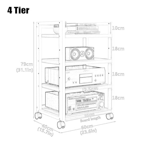 XingLi Modern AV Cabinet, Entertainment Stereo Component Storage Rack, AV Media Stands Audio Rack, Height Adjustable Wooden Shelves for Home/Office/Theater?4 Colors Available (Color : A)