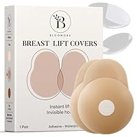 Bloomora Cache-Tétons Femme Push-Up – Coques Poitrine Autoadhésives en Silicone Réutilisables – Remonte-Seins Invisible avec Languette – Taille 1 (Bonnet C–D) – Caramel