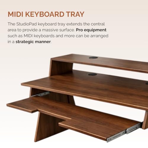 Image of Timber Acoustics StudioPad Mini Music Production Desk for Studio | Professional Music Producer Table for PC, MIDI Keyboard & Audio Setup (3.5' x 2.5') (Brown Oak)