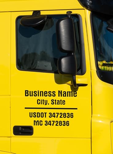 Custom US DOT Number Sticker with Business Name - Set of 2 Custom DOT Number Stickers for Trucks - Waterproof for Lettering Decal - UV Resistant Truck Lettering Numbers Decal