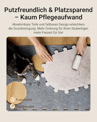 DownyPaws Katzenhöhle aus Filz, 2-stöckige Katzenbett, 50 x 33 x 50 cm Schloss Katzenhaus zum Spielen, Warmes Design, Schutz der Katzennägel, Grau