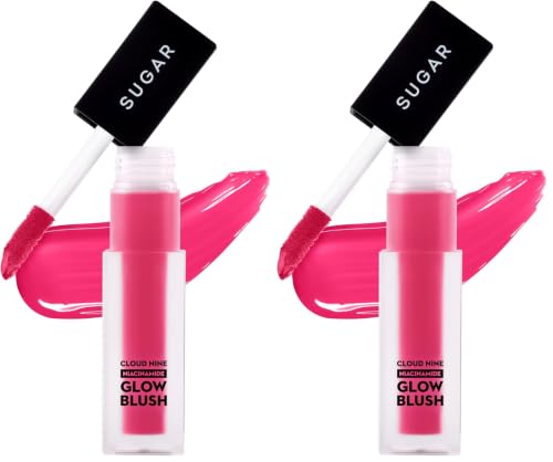 Image of SUGAR Cosmetics Cloud Nine Niacinamide Glow Blush | Long lasting & Ultra-Pigmented | Dewy Finish | 7.6ml - 04 Candy Pink (Pack of 2)