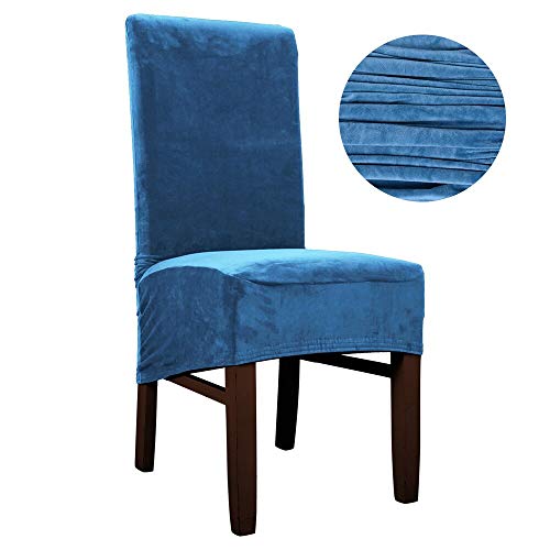 Housses de chaise velours dossier haut bleu A1 haut de gamme - 2