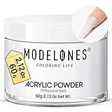 Modelones Acrylic Powder, White 2.12oz Professional Acrylic Nail Art Powder for Nail Extension...