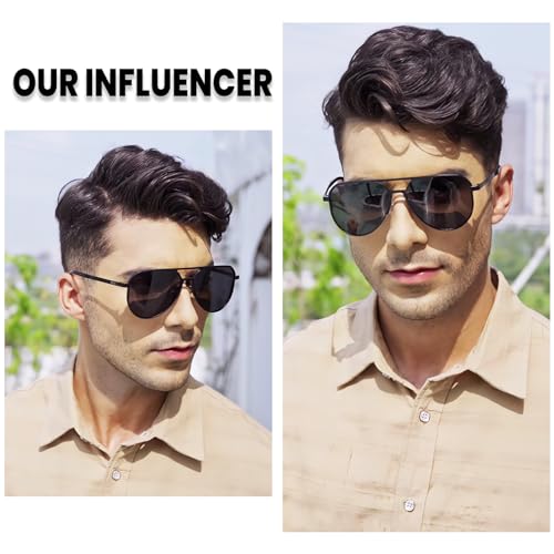 Image of DUCO Mens Sunglasses Retro Oversized Metal Frame Vintage Polarized Sunglasses for Women Fashion Shades UV Protection DC3039