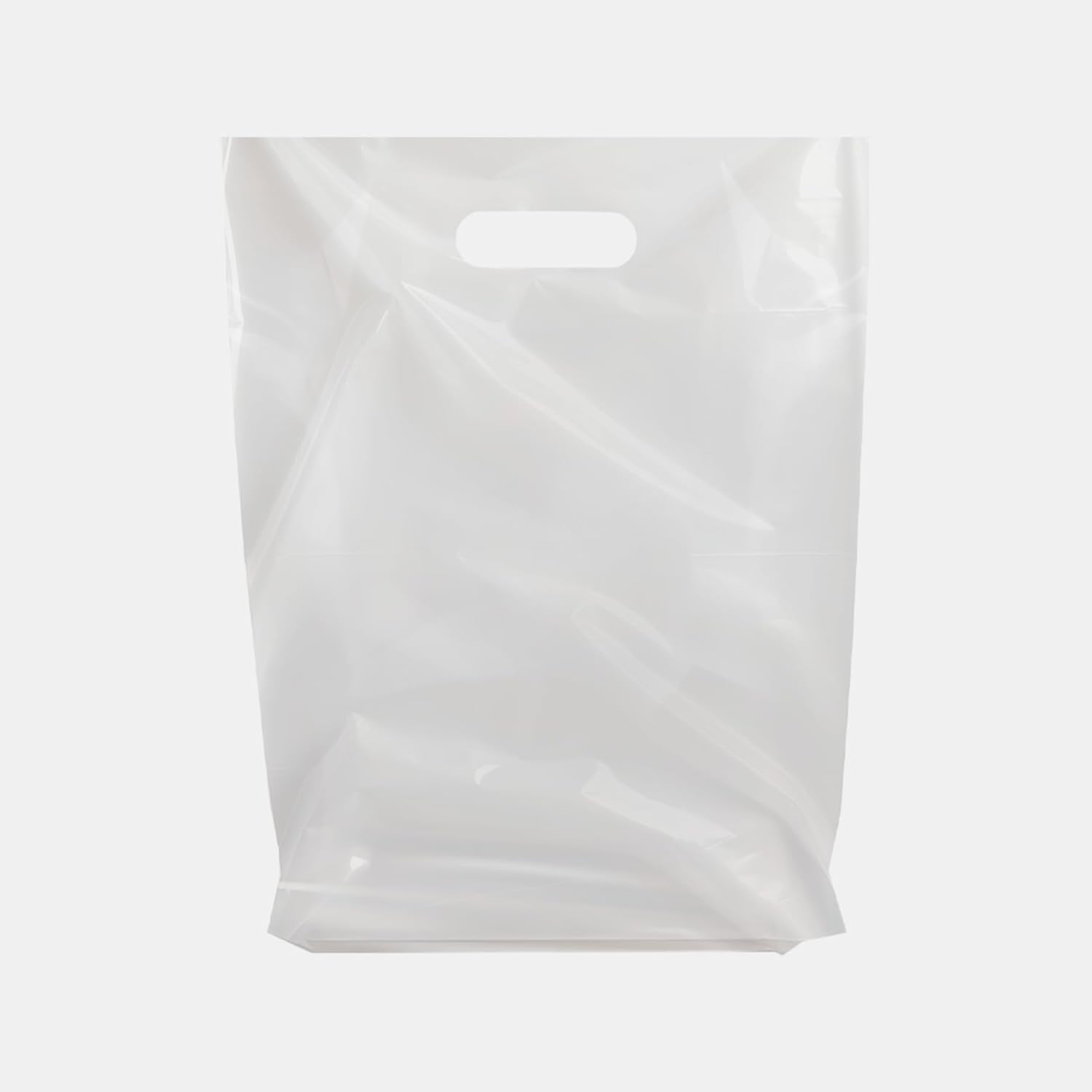 Merchandise Bags, Die Cut Handles, Strong, Durable, and Tear Resistant Bags Perfect for Retail, Boutiques, or Any Events, Different sizes and colors (Clear, 15x18 Inch (Pack of 100))