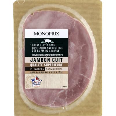 Monoprix Jambon cuit qualite superieure sans couenne - Le paquet de 2 tranches