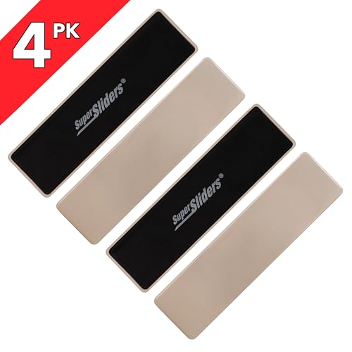Super Sliders 2-1/2" x 9" XL Rectangle Reusable Furniture Sliders for Carpet, Anti-Slip Protective Furniture Moving Pads for Beds, Sofas, Dressers, Set of 4, Beige