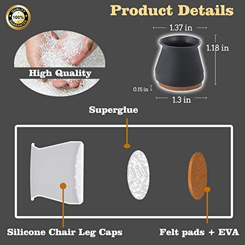 Protectores de suelo de silicona para silla – 24 protectores para patas