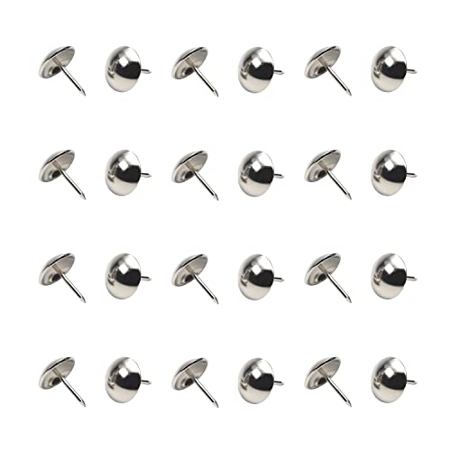 Aicosineg Clavos para tapicería de 1,6 cm de diámetro de la cabeza de acero inoxidable redondo de pulgar, para tablero de corcho, muebles decorativos cabeceros sofá silla Hardware 100 piezas
