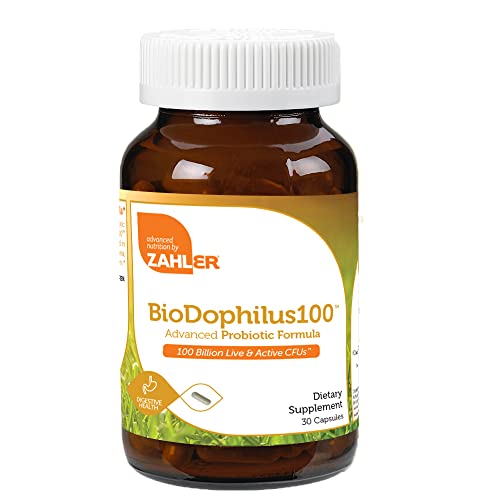 Zahler Biodophilus100, All Natural Advanced Probiotic Acidophilus Supplement, Promotes Digestive Health, 100 Billion Live Cultures And Intestinal Flora Per Serving, Certified Kosher,30 Capsules #TOP23