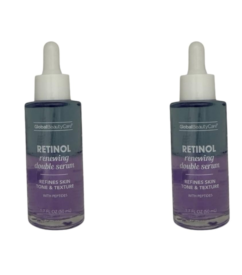 Retinol Renewing Double Serum with Peptides, Refines Skin Tone & Texture, 1.7 Fl Oz