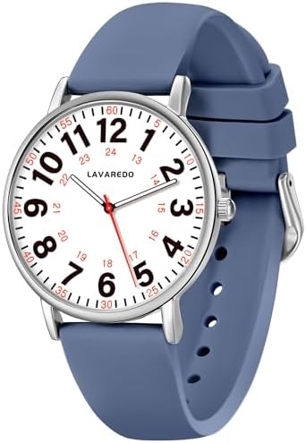 Nurse Watch for Nurses Doctors Women Men,Waterproof Analog Watches with Luminous Dial and Japanese Quartz Movement,Easy to Read Military Time Watch with Second Hand, 12/24 Hours,Silicone Band