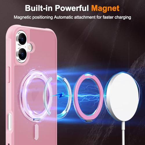 Image of Compatible with iPhone 16 Case with Stand 6.1 inch,Pink