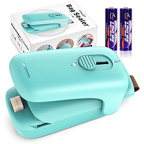 TYHJOY Mini Bag Sealer, Handheld Vacuum Heat Sealer and Cutter, Portable Chip Bag Resealer Sealing Machine for Snack Plastic Fresh Bags Cookies Green - Battery Not Included (Green) Cover