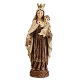 DRW Figura Virgen del Carmen Estilo Madera Vieja Pintada a Mano 30 cm...