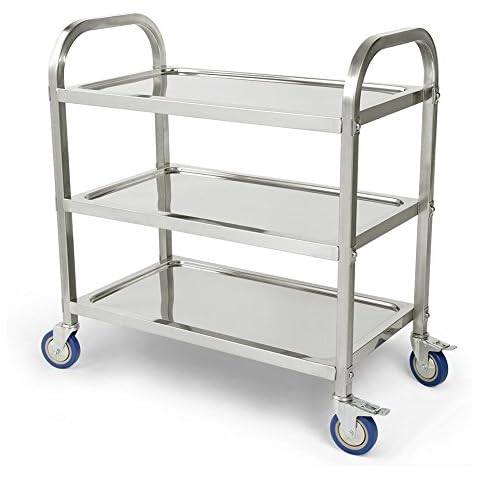 MUPAI Servierwagen Transportabräumwagen Rollwagen Küchenwagen Edelstahl Getränkewagen Cover