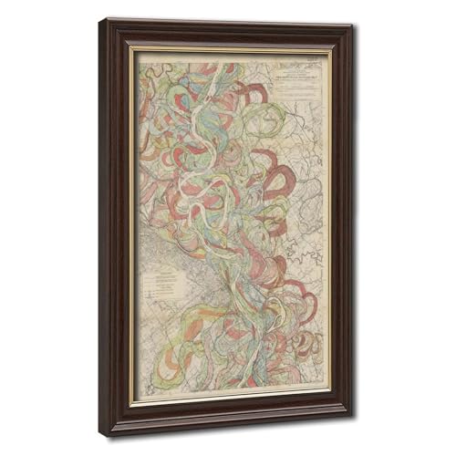 Carte des méandres du Mississippi : décoration murale pour bureau élégant