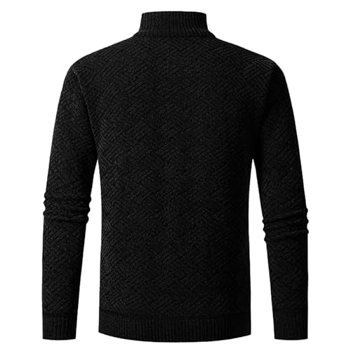 Men's Fleece Lined Cardigan Sweater Thickened Warm Full Zip Sweaters Stand Collar Casual Knitted Cardigan with Pocket3