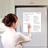 Eduway Pizarra blanca magnética de borrado en seco de 9 x 12 pulgadas con rotulador, rollo de calcomanías de pizarra blanca para refrigerador, nevera, armario de metal, para lista de comestibles,