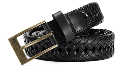 Image of CHAOREN Leather Braided Belts for Men - 1 1 /8 inch Mens Casual Woven Leather Belt for Dress Pant