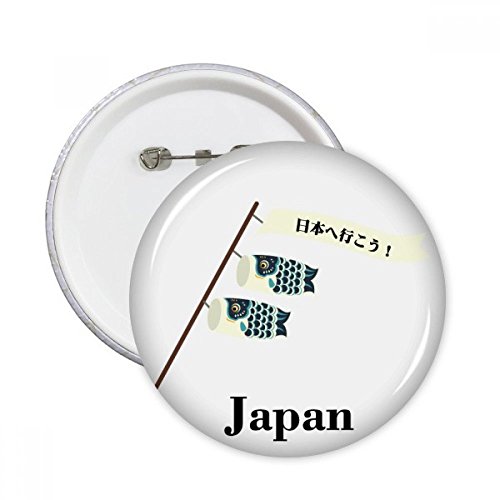 Koinobori badge rond japonais traditionnel et pins chanceux multicolore pour vêtements 5pcs