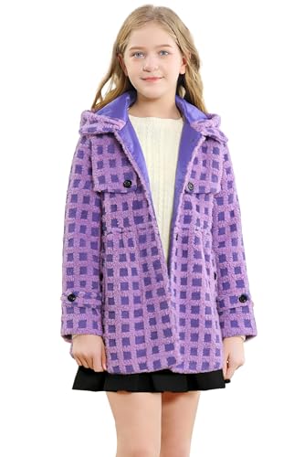 Image of Betusline Girls' Dress Coat, Kids Hoodie Wool Blend Coats Fall Winter Outerwear Peacoat,2-14 Years
