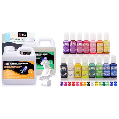 LET'S RESIN Polyurethane Resin with 15 Color Translucent Epoxy Resin Pigment, Low Odor Pourable Liquid Plastic for Casting Models, Prototypes & Other Resin Craft