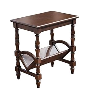 Solid Wood V Shaped Side Table End Table with Newspaper Rack American Living Room Telephone Stand