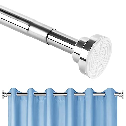 Extendable Curtain Tension Rod 105-190cm, Stainless Steel Telescopic Shower Pole No Drilling, Adjustable Rail Drill for Bathroom Kitchen Closet Door Net Voile, Silver, (SCR-1)