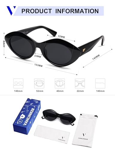 Image of VANLINKER Polarized Trendy Thick Oval Round Sunglasses for Women Retro Shades VL9825