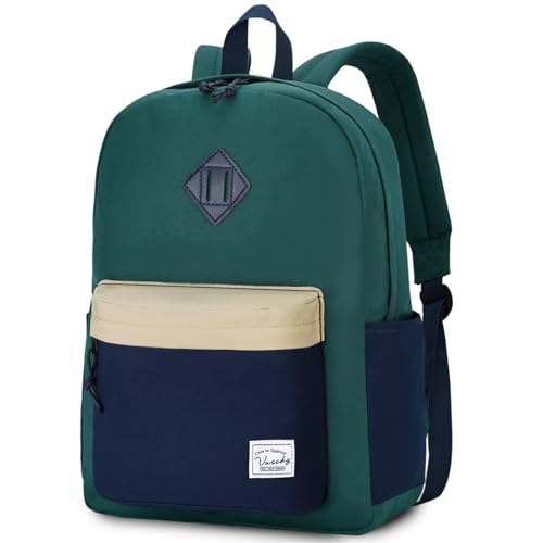 VASCHY Mochilas femininas Daypack, Verde floresta e azul escuro, Medium, Mochilas Daypack