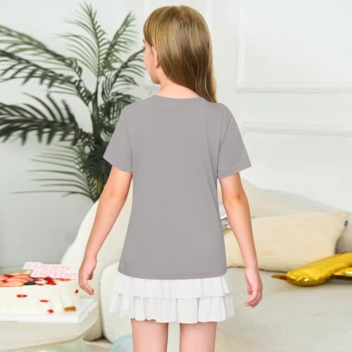 Girls Summer T Shirt Short Sleeve Crewnck Graphic Printed Tops Hip Hop Y2k Streetwear 3-13 Years3