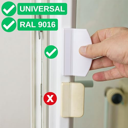 Tür Ziehgriff, in Weiß RAL 9016, ASA-Kunststoff, für Terrassentür, Balkontür, Schiebetür, bis 70 mm Lochabstand, 25 mm Höhe, Griff für Fensterrahmen aus Kunststoff, Holz, Alu, Muschelgriff Türbeschlag