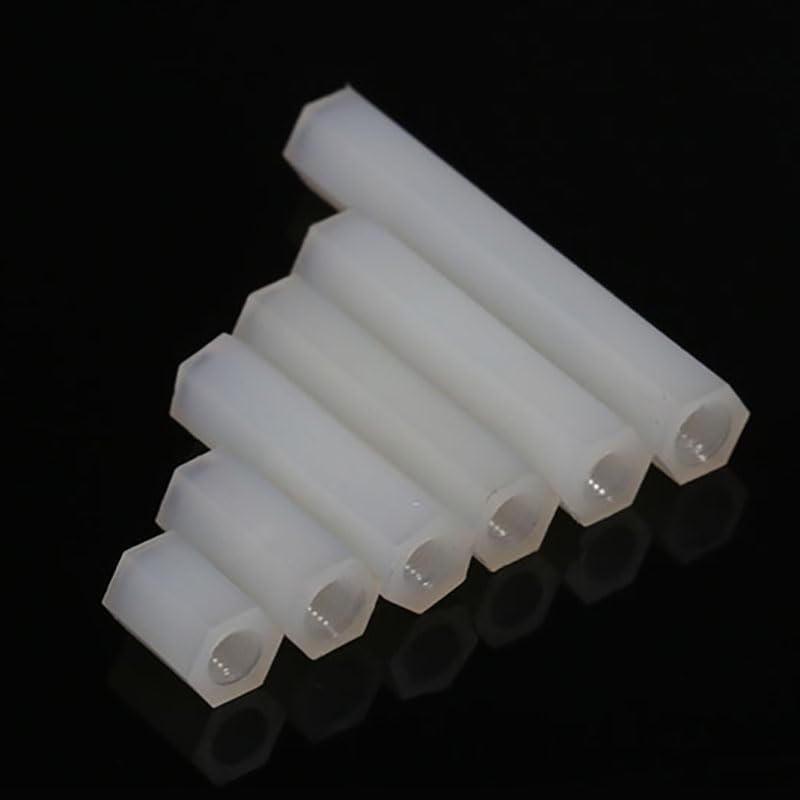 M2-M4 White Spacing Screw Column Flat Head Female Double Pass Nylon Plastic Nut for PCB Fixed - (Size: M3x50, Color: 50pcs)