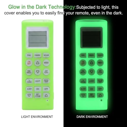 Image of Silicone Cover Compatible with LG Split /Window Inverter Air Conditioner Remote Control, Shockproof, Stylish, Easy to find in Darkness - Glow in Dark Green-1