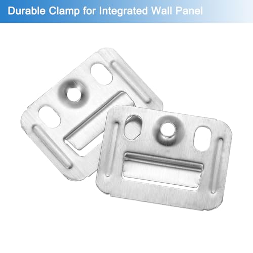 Image of uxcell 120Pcs 40mmx30mmx0.4mm Wall Panel Buckle, Stainless Steel Integrated Wall Panel Clips, Furniture Fixings Clamp Hanger Wall Mounting Clips, Silver