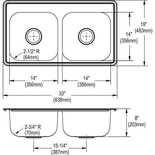 Image of Elkay DSE233193 Dayton Equal Double Bowl Drop-in Stainless Steel Sink