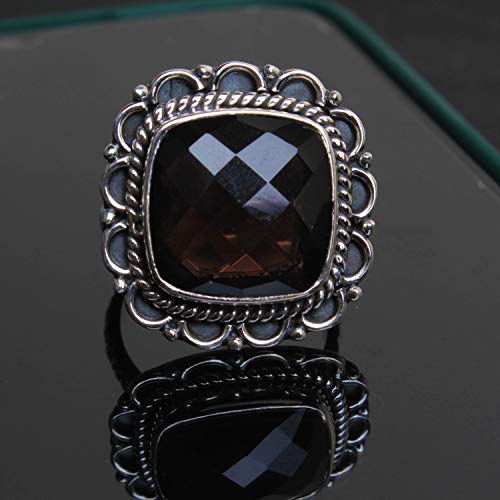 Bague argent 925 Quartz fumé naturel bague design turc - 2