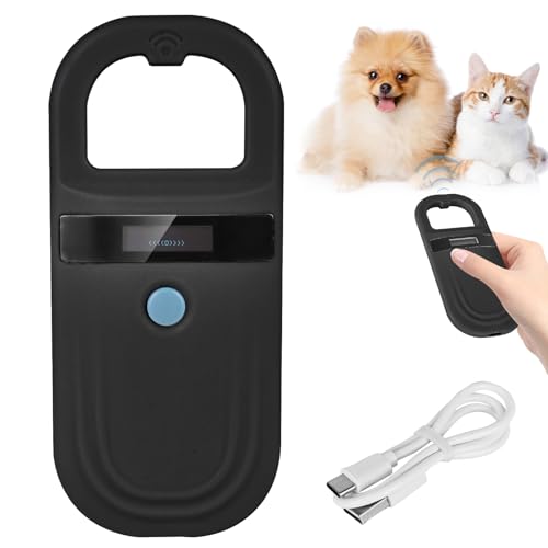 Behogan Haustier Mikrochip Lesegerät, Chiplesegerät für Tiere, Tragbares RFID Tierchip Lesegerät, Haustier ID Pet Scanner, Datenspeicherung...