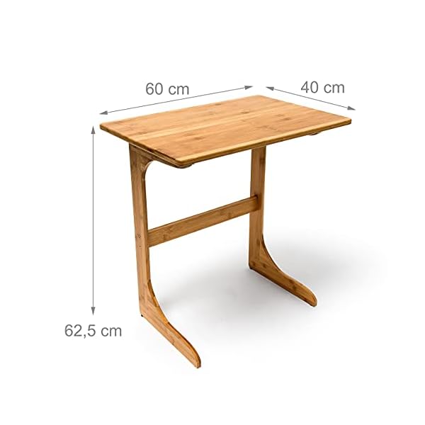 Relaxdays Laptoptisch Bambus H x B x T: ca. 62,5 x 60 x 40 cm Beistelltisch als auch als Notebook-Couchtisch aus Holz mit praktischer Ablage und optimaler Arbeitshöhe aus hochwertigem Bambus, natur – Bild 6