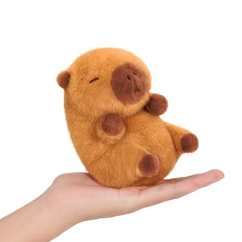 Ditucu Palm-Sized Capybara Stuffed Animals Cute Soft Plush Doll Small Capibara Plushies Toys Gifts for Kids Brown 5 inch